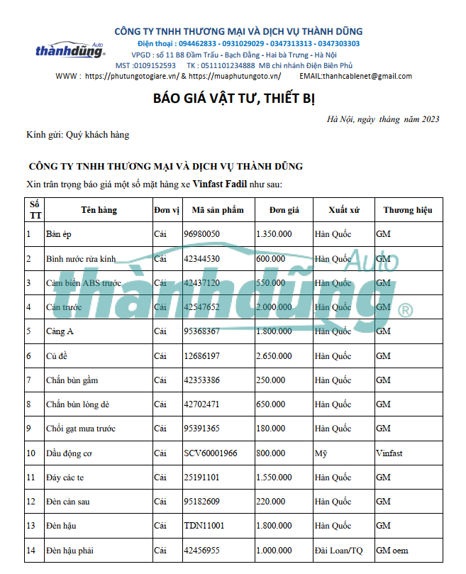 MUA PHỤ TÙNG VINFAST FADIL