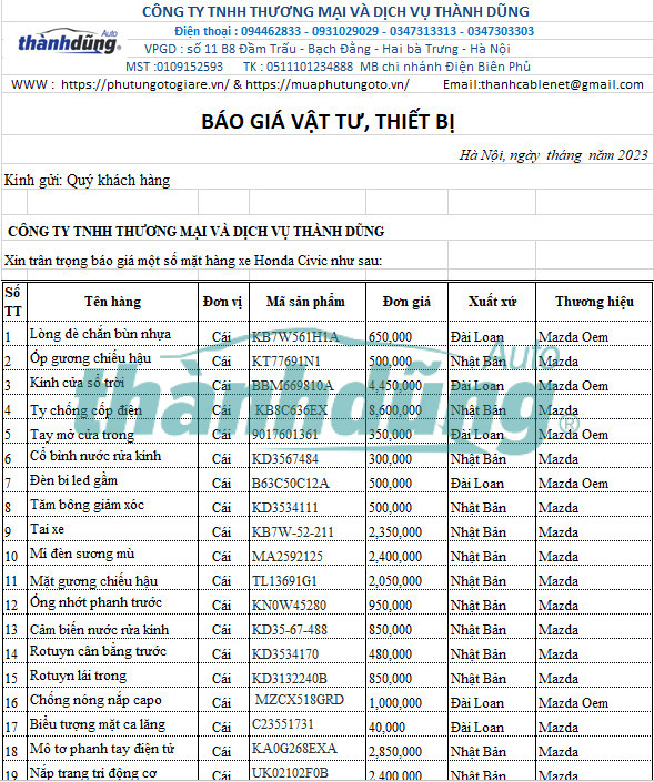 MUA PHỤ TÙNG MAZDA CX5