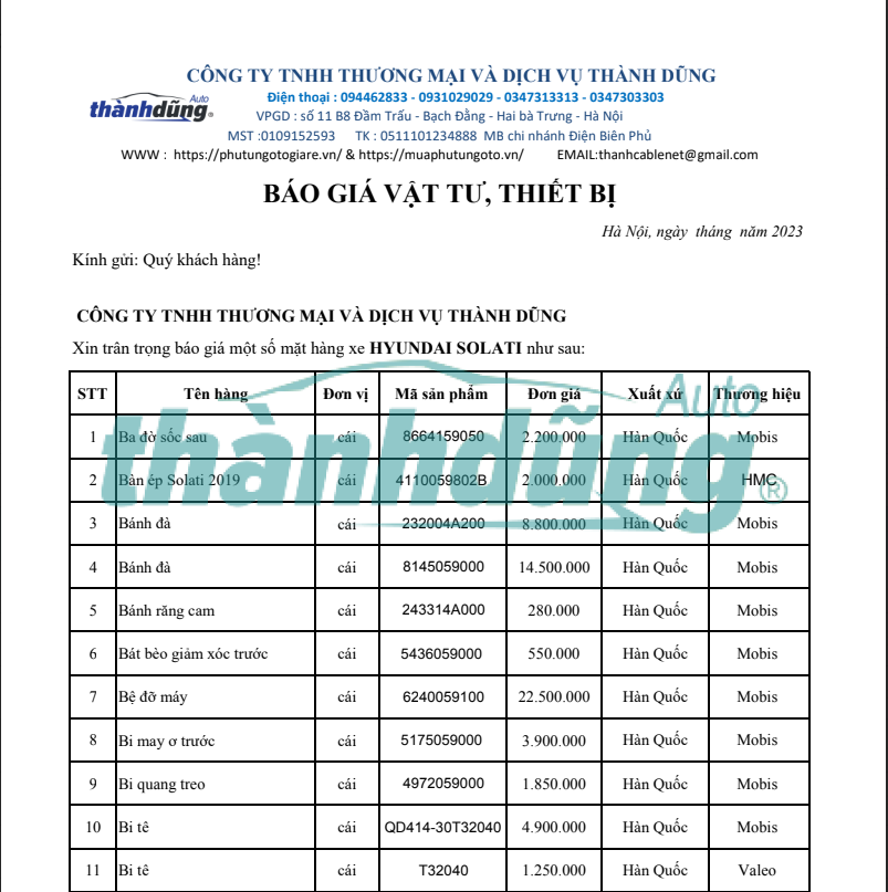 MUA PHỤ TÙNG HYUNDAI SOLATI