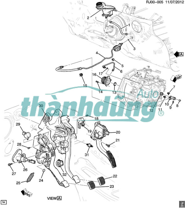 bàn đạp chân ga, chân phanh, chân côn